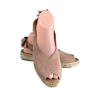 NWT PICÓN Pink Peep-Toe Espadrilles Suede Leather Slingback 7.5 Handmade Spain